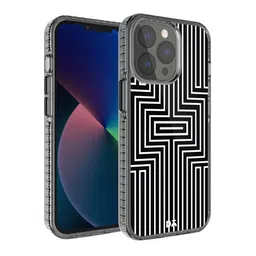 DailyObjects Black & White Printed Maze White iPhone 13 Pro Phone Case-25