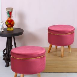 Shadowkart Beige & Pink Pouffes Sitting Mudda Puffies Stool-image-46