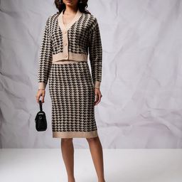 Tokyo Talkies Women Crop Top With Relaxed Cardigan Sweater And Skirt-15