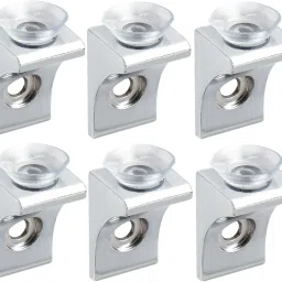 Shelf Brackets for Glass Mounting Brace Fixing Pegs Supports, holder Cup for Glass Shelves,Cabinet Display, (PACK OF 6) Shelf Bracket-23