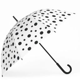 White Umbrella with Bold Black Polka Dots – Stylish & Windproof Umbrella-image-3