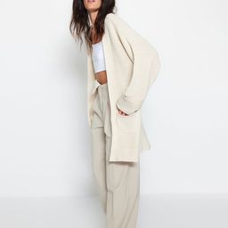 Trendyol Ribbed Longline Acrylic Front Open Sweater image 4