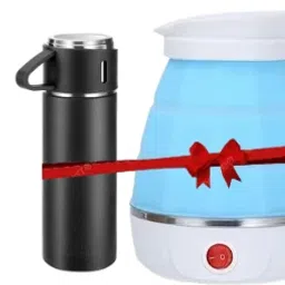 Vaccum flask set 500ml for Travel and Home & Office Use with silicon Electric Kettle-image-54