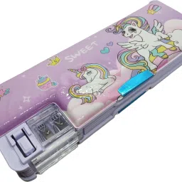 Cartoon Design Unicorn Unicorn Pencil Box With Dual Sharpner For Kids Art Plastic Pencil Box-36