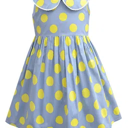 A T U N Blue Polka Dots A-Line Dress-image-31