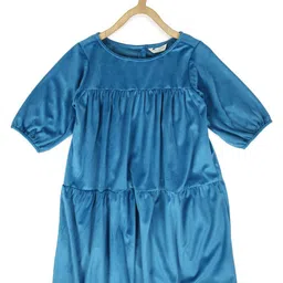 Peter England Girls Puff Sleeves Gathered Casual A-Line Dress-picture-25