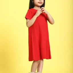 MINI & MING Round Neck Short Sleeves Cotton A-Line Dress-image-60