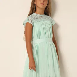 Vero Moda Girls Lace Detail Cap Sleeves A-Line Dress-image-38