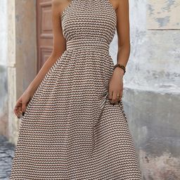 StyleCast x Revolte Halter Neck Sleeveless Abstract Printed A-Line Dress-picture-8