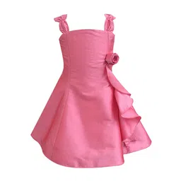 A T U N Girls Pink Solid Fit & Flare Dress-picture-15