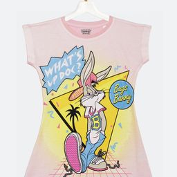 YK Warner Bros Girls Pink Bugs Bunny Print T-shirt Dress-picture-16