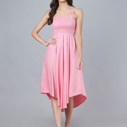 Vastralay Shoulder Straps Smocked Fit & Flare Midi Dress-image-52