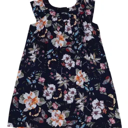 Doodle Girls Floral Printed Pleated Satin A-Line Dress-image-70