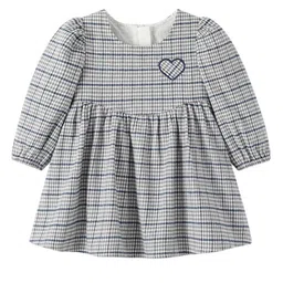 StyleCast Round Neck Long Sleeves Checked A-Line Dress-7