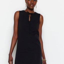 Trendyol Tie-Up Neck Sleeveless Scallop Hem Mini Dress-picture-23