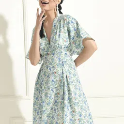 PRETTY LOVING THING Women Floral Print Flared Sleeve A-Line Dress-image-66