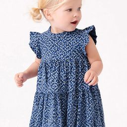 LULU & SKY Floral Print Flutter Sleeve A-Line Dress-picture-4