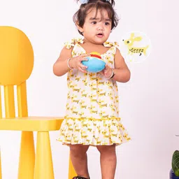 VASTRAMAY Girls Conversational Printed Shoulder Straps Cotton A-Line Dress-picture-14