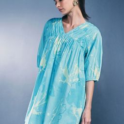 AND Floral Printed Puff Sleeve Pure Cotton A-Line Dress-42
