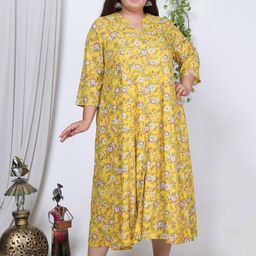 Swasti Plus Size Floral Print Puff Sleeve A-Line Dress-image-84