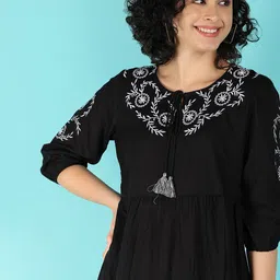 V-Mart Floral Printed Puff Sleeve A-Line Dress-image-96