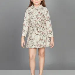 Peppermint Girls Floral Print Peter Pan Collar Fit & Flare Dress With Belt-image-97