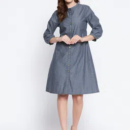 Ruhaans Blue Denim A-Line Dress-picture-12