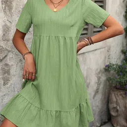 StyleCast x Revolte V-Neck Short Sleeves A-Line Dress-image-83