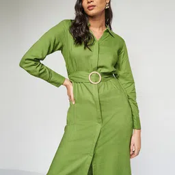 AND Belted Linen Shirt Dress-image-25