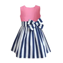 A T U N Pink & White Striped A-Line Dress-picture-32