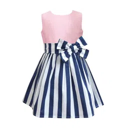 A T U N Pink & Blue Striped A-Line Dress-picture-14