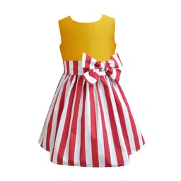 A T U N Mustard Yellow Striped A-Line Dress-image-92