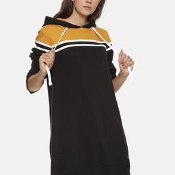 Campus Sutra Women Black Colourblocked A-Line Dress-image-40