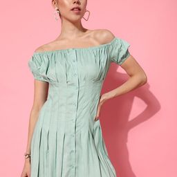STREET 9 Women Turquoise Blue Solid Dress-image-78