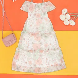 Pantaloons Junior Girls Floral Printed Shoulder-Straps Cotton A-Line Dress-image-78