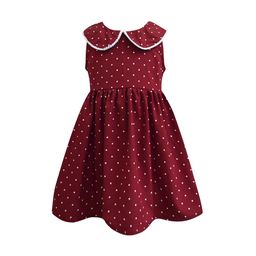 A T U N Maroon Peter Pan Collar A-Line Dress-image-29