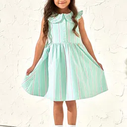 Angel & Rocket Girls Striped Peter Pan Collar Fit and Flare Dress-1
