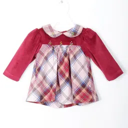 BAESD Checked Peter Pan Collar Velvet A-Line Dress-28