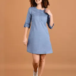 Boholyfe Roll-Up Sleeves Cotton Shirt Style Dress-picture-29