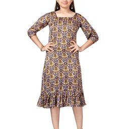 Aarika Beige Floral A-Line Dress-image-41