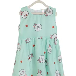 Kids On Board Sea Green Printed Cotton A-Line Dress-image-79