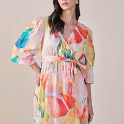 AND Abstract Print V-Neck A-Line Dress-picture-10