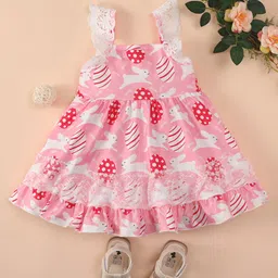 INCLUD Girls Conversational Printed Square Neck Tiered Detail A-Line Dress-picture-12