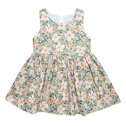 BAESD Girls Floral Printed Flared V-Neck Cotton A-Line Dress-image-5