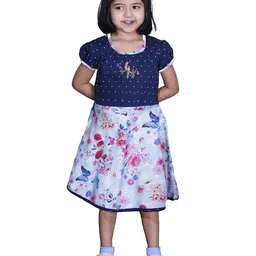 BAESD Girls Floral Printed Puff Sleeves Cotton A-Line Dress-image-83