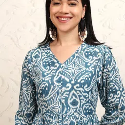 Vishudh Ethnic Motifs Print A-Line Dress-image-7