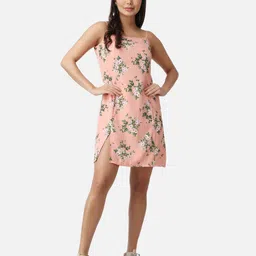 Popwings Floral Printed Shoulder Straps A-Line Dress-7
