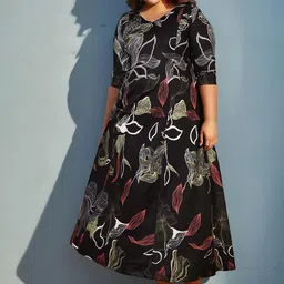 Amydus Plus Size Floral Print A-Line Dress-25