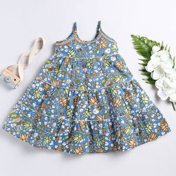 Toonyport Blue Floral Print A-Line Dress-image-21