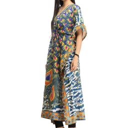 Exotic India Printed Kimono Sleeve Kaftan Midi Dress-image-63